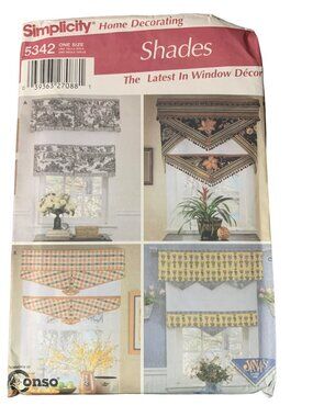 Simplicity Home Decorating Window Shades Sewing Pattern 5342 Uncut